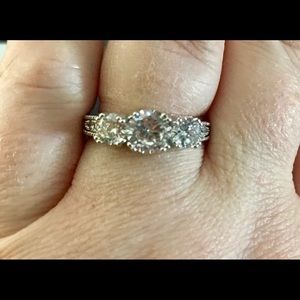 3 Carat CZ Ring in White Gold filled